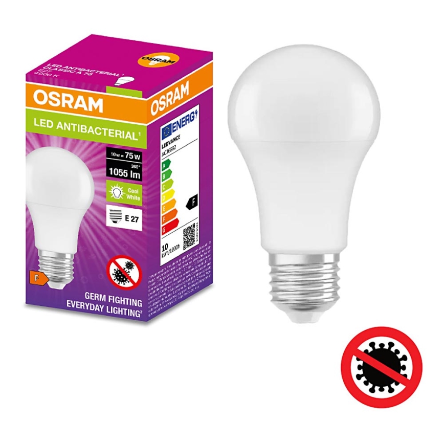 Antibakterielle LED-Glühbirne A75 E27/10W/230V 4000K - Osram