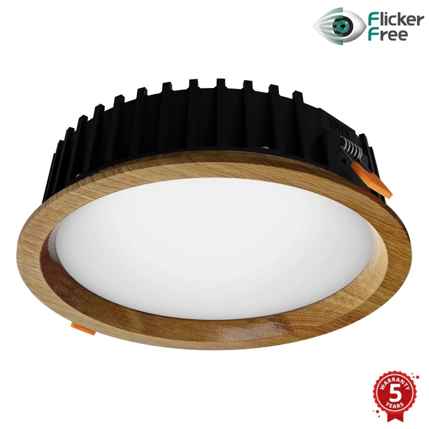 APLED - LED-Einbauleuchte RONDO WOODLINE LED/12W/230V 4000K d 20 cm Eiche Massivholz