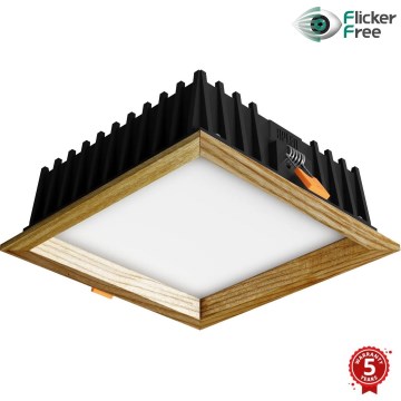 APLED - LED-Einbauleuchte SQUARE WOODLINE LED/12W/230V 3000K 17x17 cm Esche Massivholz