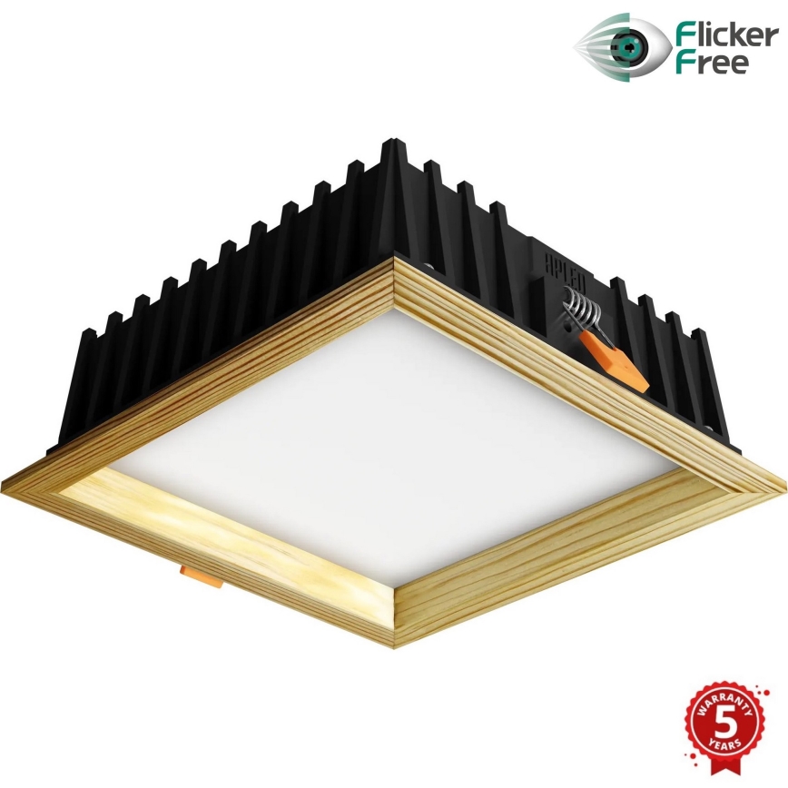 APLED - LED-Einbauleuchte SQUARE WOODLINE LED/12W/230V 3000K 17x17 cm Kiefer Massivholz