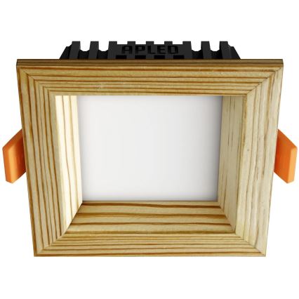 APLED - LED-Einbauleuchte SQUARE WOODLINE LED/6W/230V 3000K 12x12 cm Kiefer Massivholz