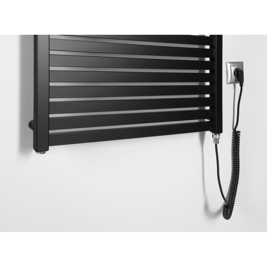Aqualine - Badezimmer-Elektro-Heizkörper TONDI-E 400W/230V 97 cm matt schwarz gerade