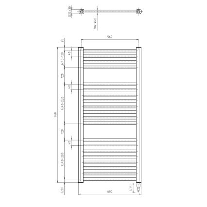 Aqualine - Elektrischer Badheizkörper DIRECT-E 400W 96x60 cm matt schwarz