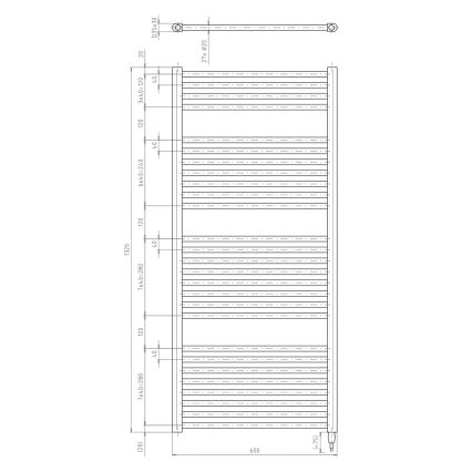 Aqualine - Elektrischer Badheizkörper DIRECT-E 600W 132x60 cm matt schwarz