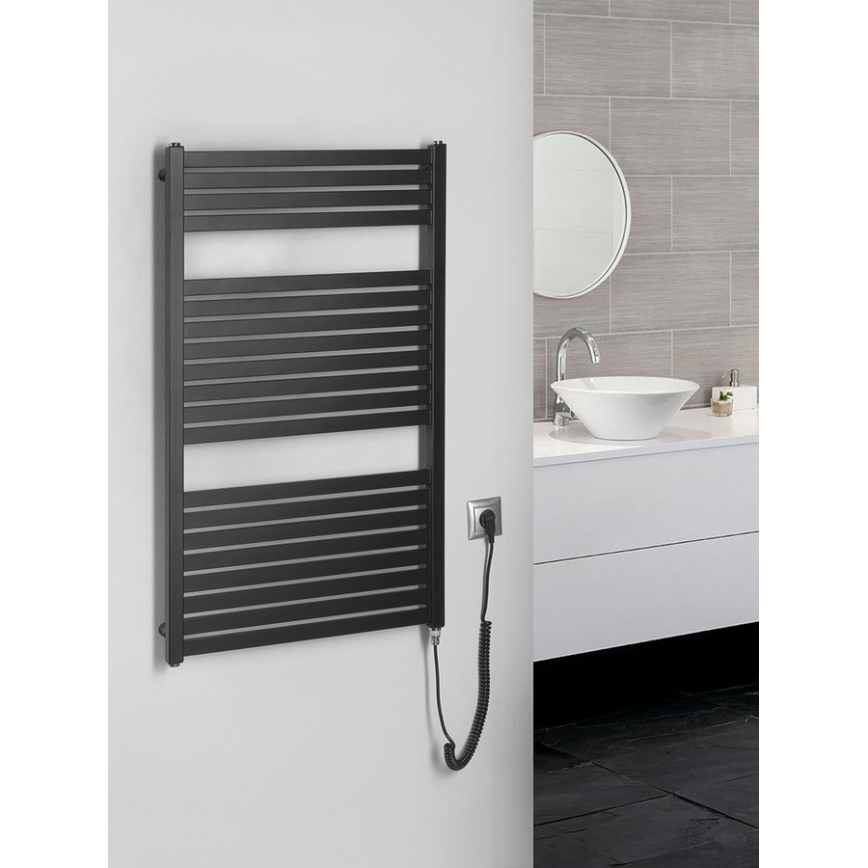 Aqualine - Elektrischer Badheizkörper TONDI-E 400W 97x60 cm matt schwarz