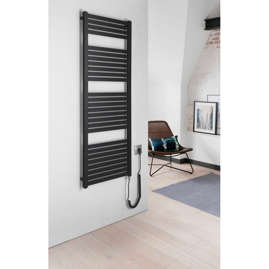 Aqualine - Elektrischer Badheizkörper TONDI-E 500 W 133 x 45 cm matt-schwarz