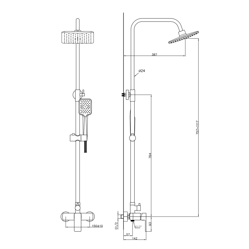 Aqualine - Duschset mit Armatur FACTOR glänzender Chrom