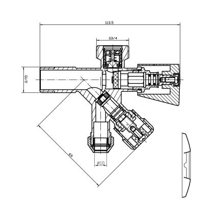 Aqualine - Kombiventil, glänzender Chrom