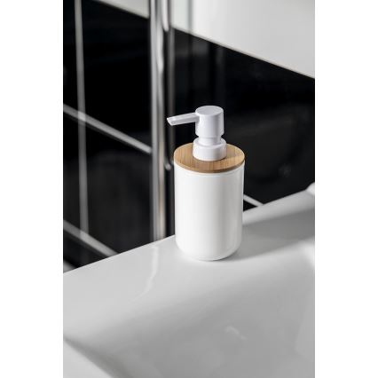 Aqualine - Seifenspender SNOW 350 mm weiß/Bambus
