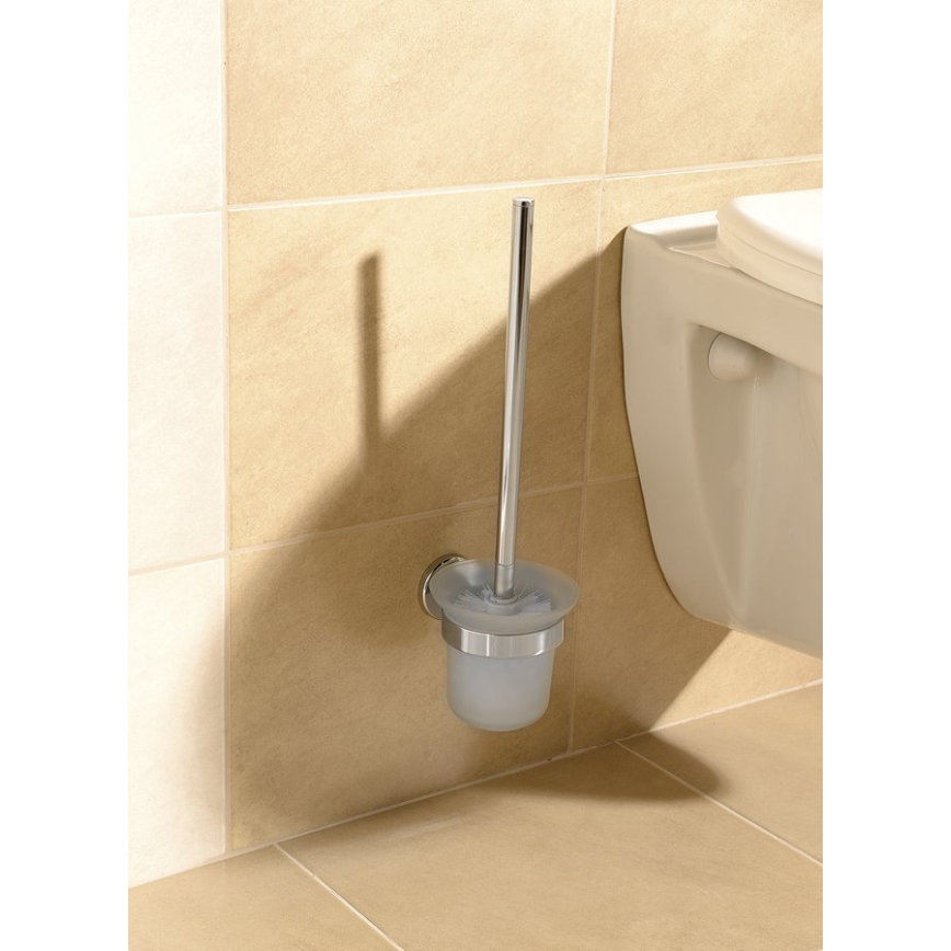 Aqualine - Toilettenbürste wandmontiert SAMBA milchig Glas/glänzendes Chrom
