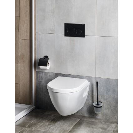 Aqualine - Toilettenbürste wandmontiert SAMBA milchig Glas/matt schwarz