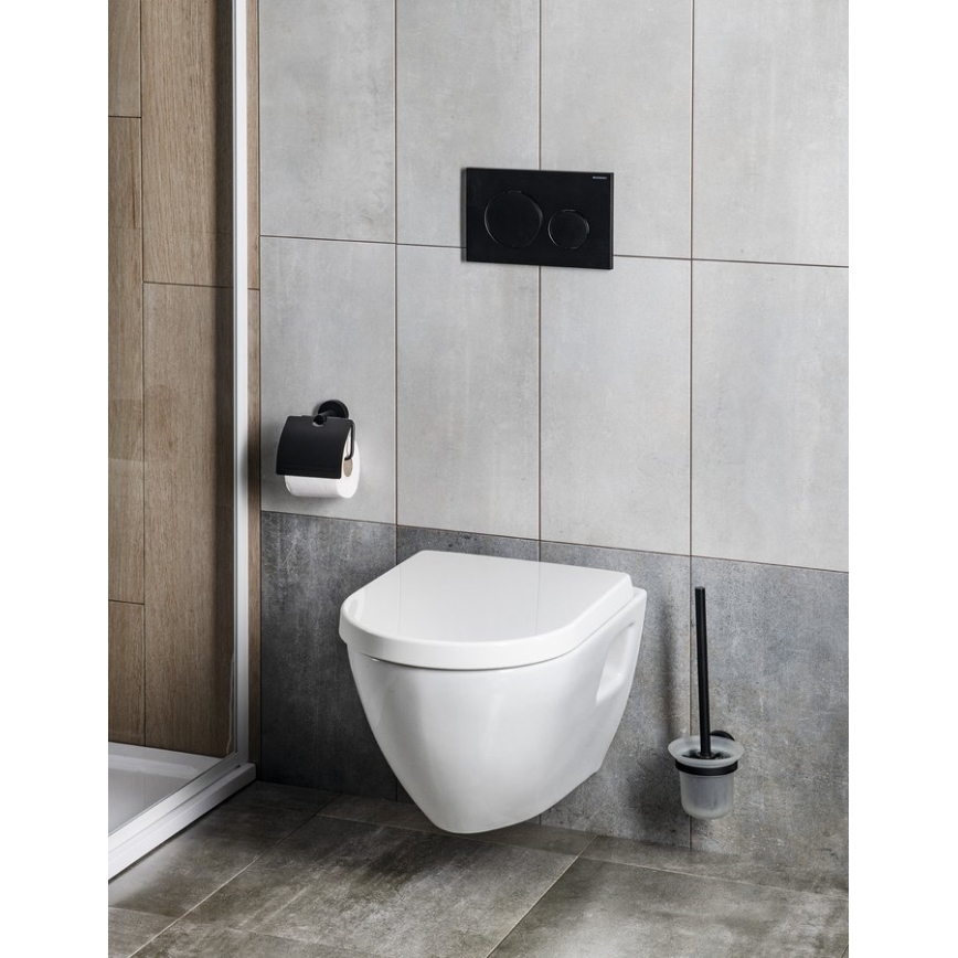 Aqualine - Toilettenbürste wandmontiert SAMBA milchig Glas/matt schwarz
