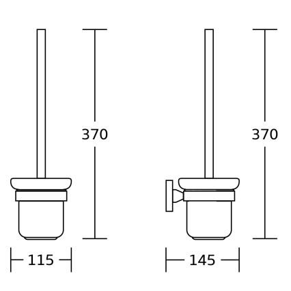 Aqualine - Toilettenbürste wandmontiert SAMBA milchig Glas/matt schwarz