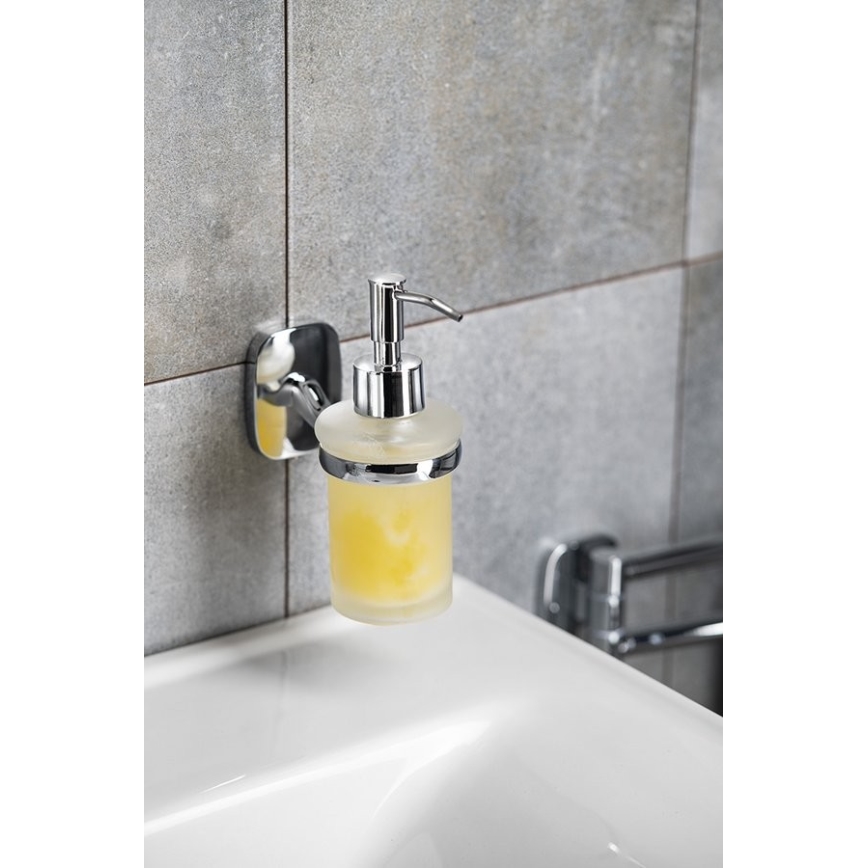 Aqualine - Wand-Seifenspender RUMBA 160 mm milchig Glas/glänzendes Chrom