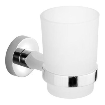 Aqualine - Wandmontierter Zahnbürstenhalter SAMBA milchig Glas/glänzendes Chrom