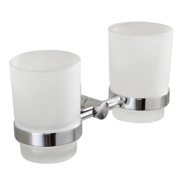 Aqualine - Wandmontierter Zahnbürstenhalter SAMBA milchiges Glas/glänzendes Chrom