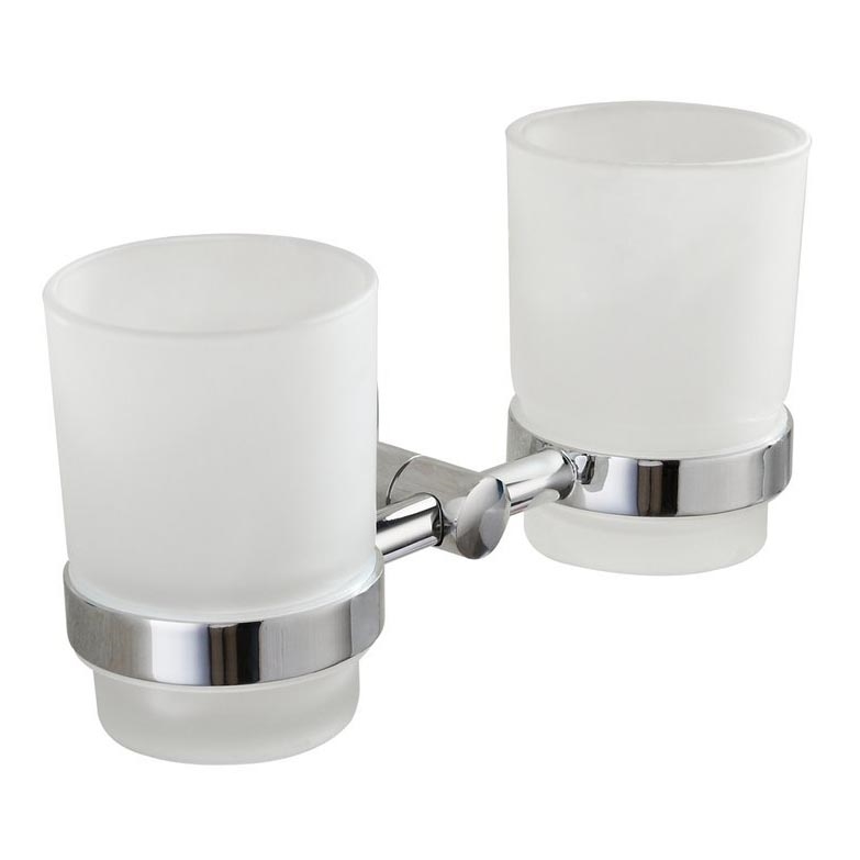 Aqualine - Wandmontierter Zahnbürstenhalter SAMBA milchiges Glas/glänzendes Chrom
