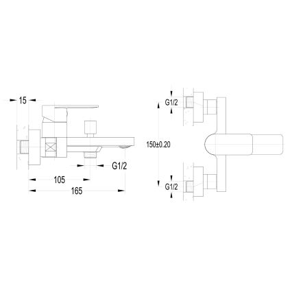 Aqualine - Wannenarmatur DAPHNE glänzender Chrom