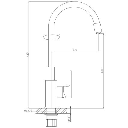 Aqualine - Wasserhahn/Armatur mit flexiblem Arm LORE matt schwarz