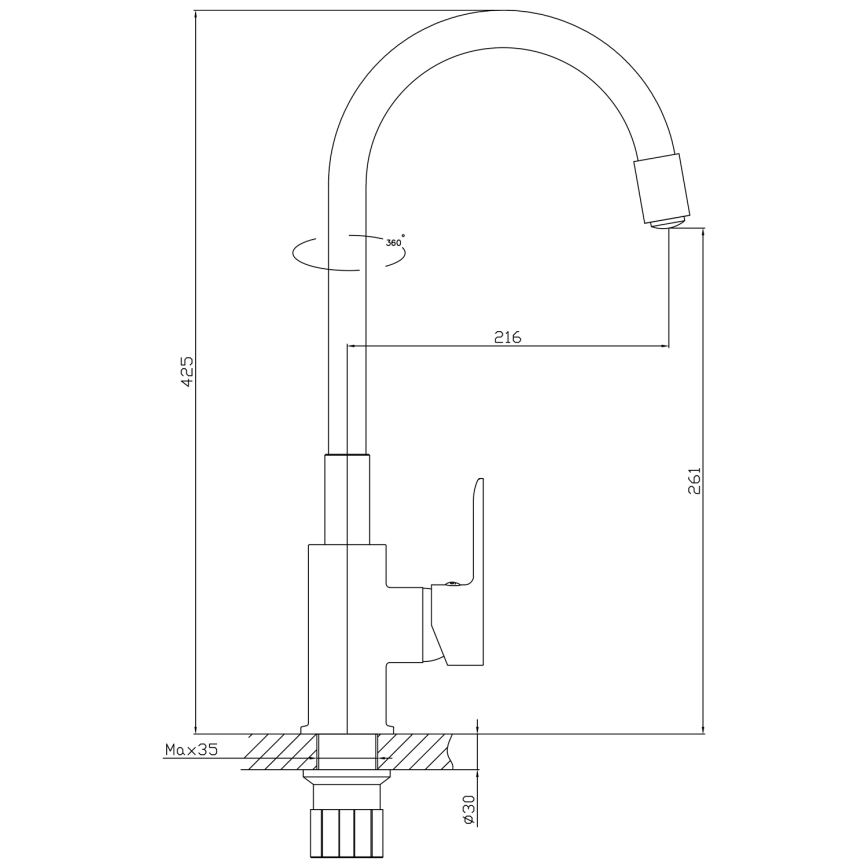 Aqualine - Wasserhahn/Armatur mit flexiblem Arm LORE matt schwarz