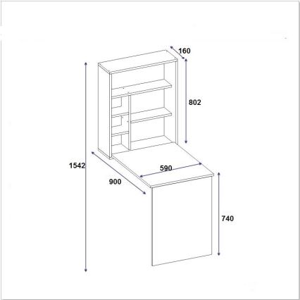 Arbeitstisch mit Ablage SEDIR 154,2x90 cm anthrazit