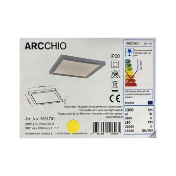 Arcchio – Dimmbare LED-Deckenleuchte SOLVIE LED/20W/230V