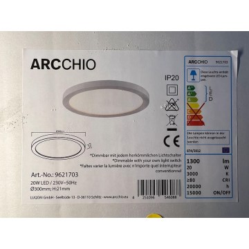 Arcchio - Dimmbare LED-Deckenleuchte SOLVIE LED/20W/230V