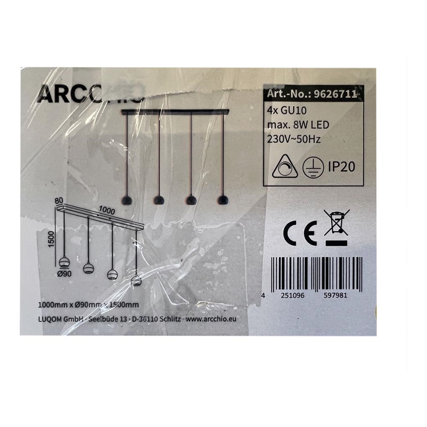 Arcchio - Hängeleuchte an Schnur RENKO 4xGU10/8W/230V