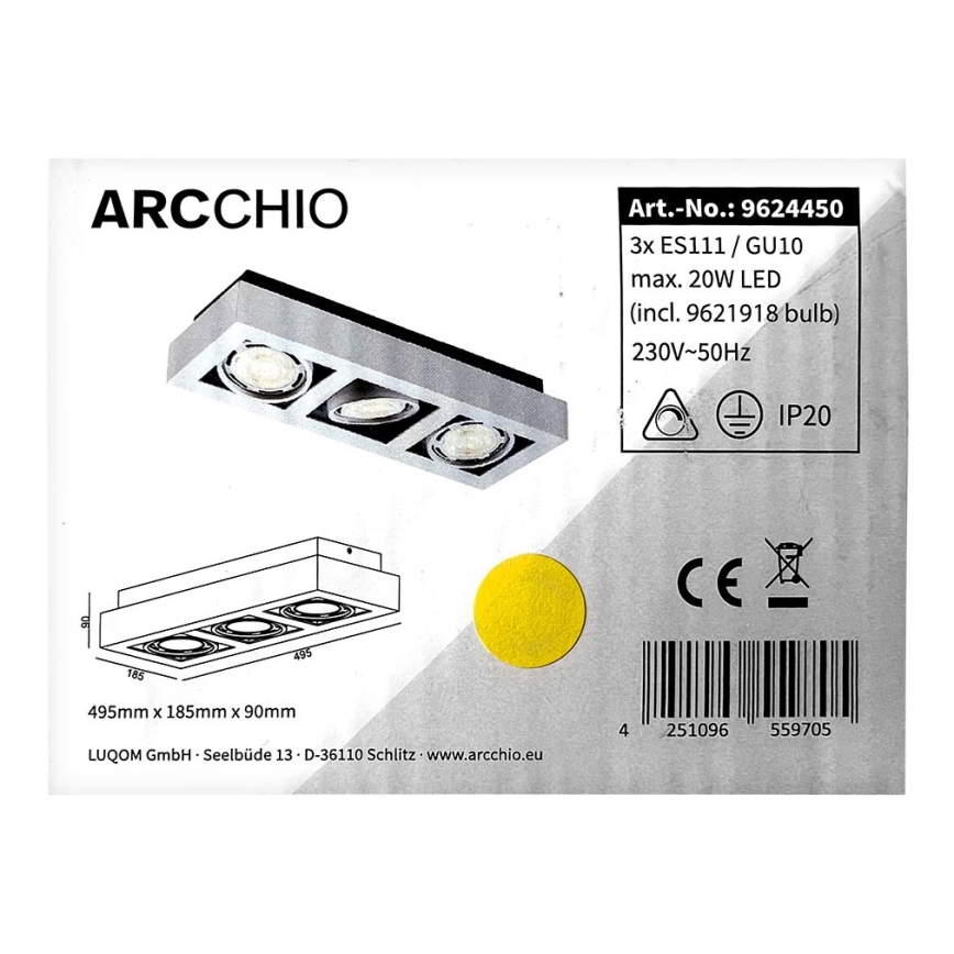 Arcchio - LED-Deckenleuchte RONKA 3xGU10/11,5W/230V