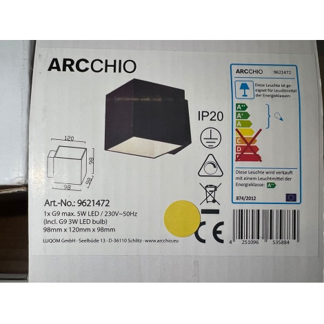 Arcchio - LED Wandleuchte ROCCO 1xG9/3W/230V