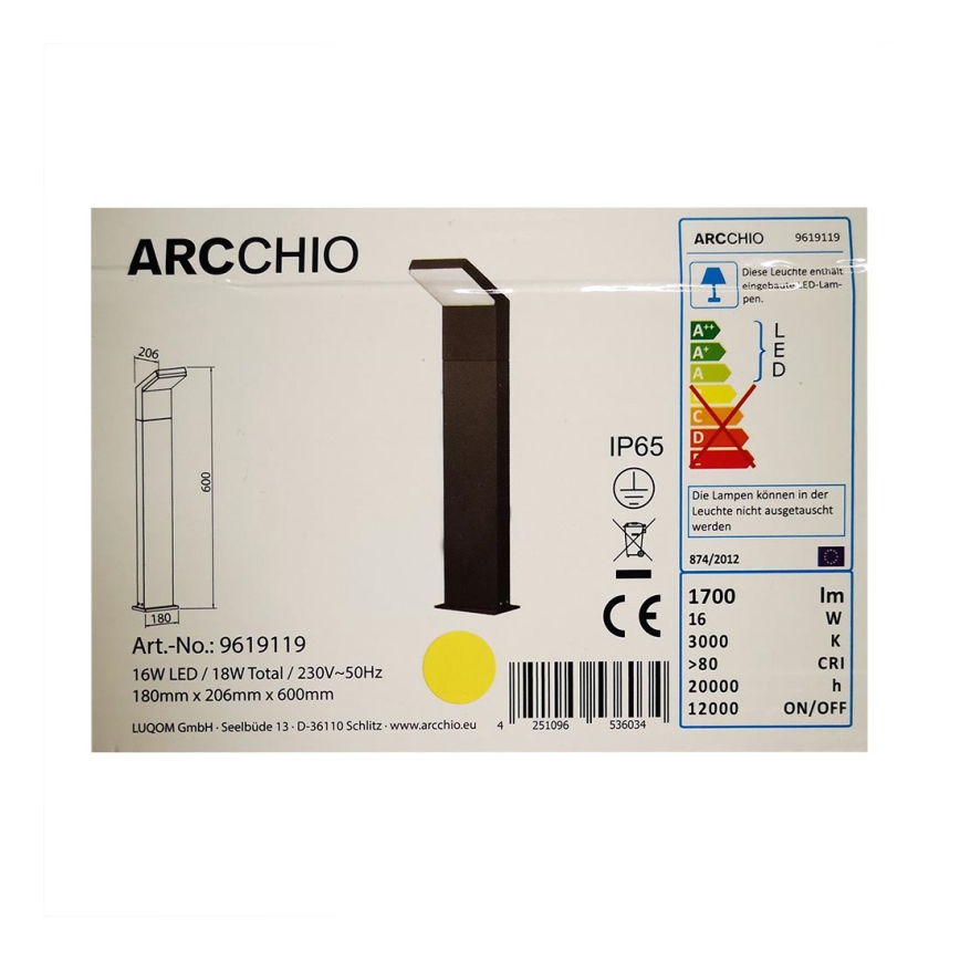 Arcchio - Outdoor-LED-Lampe YOLENA LED/16W/230V IP65