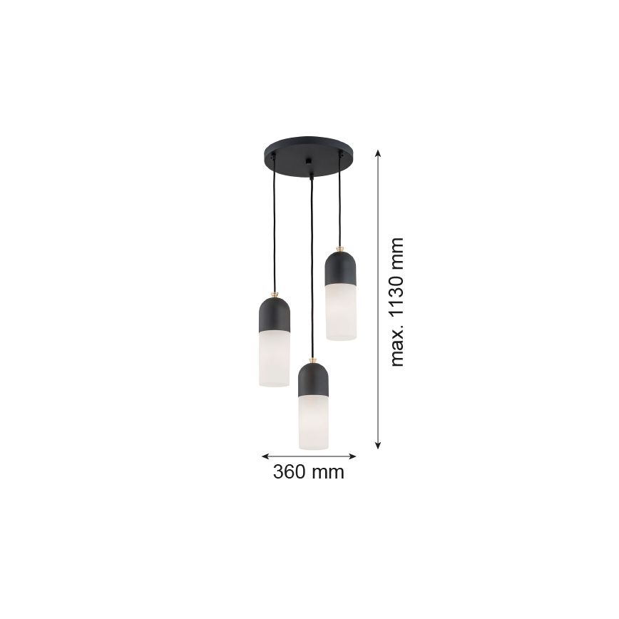 Argon 1467 - Hängeleuchte BURGOS 3xE27/15W/230V schwarz