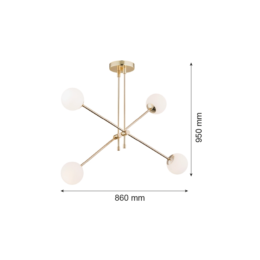 Argon 1695 - Kronleuchter an Stange ABSTRACT 4xE14/7W/230V Messing