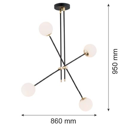 Argon 1696 - Kronleuchter am Stab ABSTRACT 4xE14/7W/230V schwarz