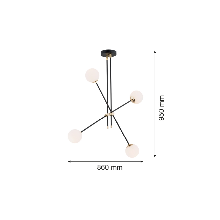 Argon 1696 - Kronleuchter am Stab ABSTRACT 4xE14/7W/230V schwarz