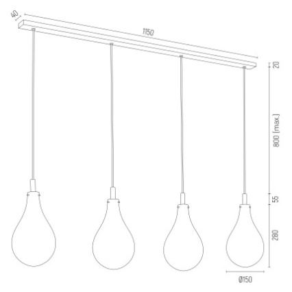 Argon 1741 - Hängeleuchte OAKLAND 4xG9/6W/230V