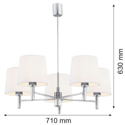 Argon 2110 - Kronleuchter an Stange BOLZANO 5xE27/15W/230V cremefarben