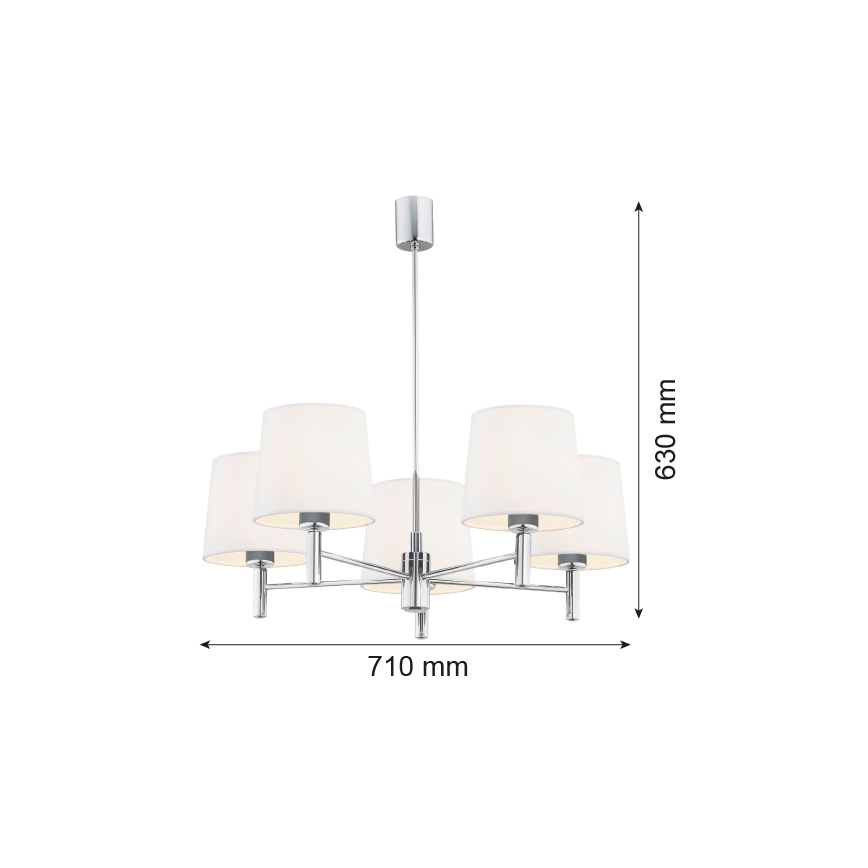 Argon 2110 - Kronleuchter an Stange BOLZANO 5xE27/15W/230V cremefarben