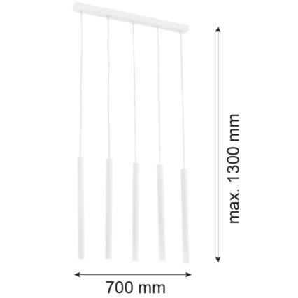 Argon 2136 - Hängeleuchte an Seil ETNA 5xG9/6W/230V weiß