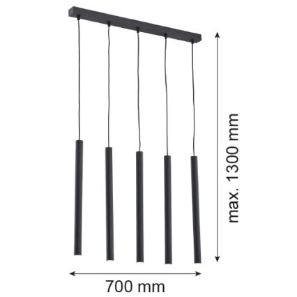 Argon 2137 - Hängeleuchte an Seil ETNA 5xG9/6W/230V schwarz