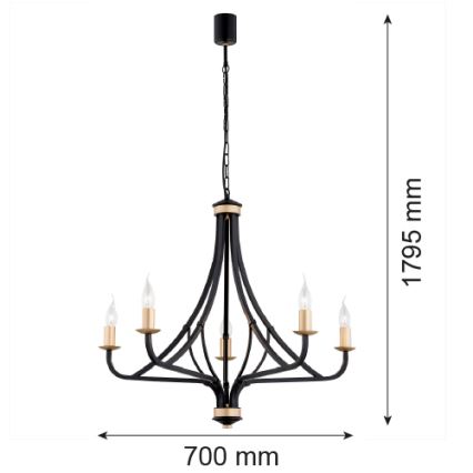 Argon 2171 - Hängeleuchte an Kette LORENZO 5xE14/7W/230V