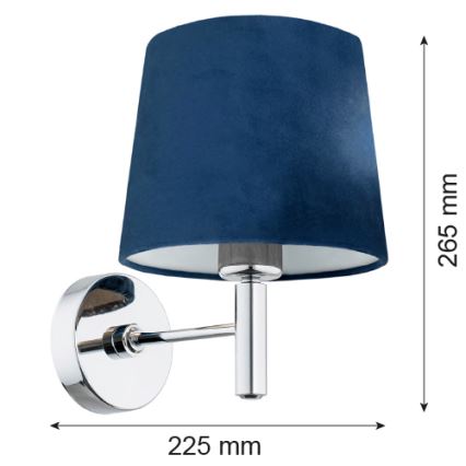 Argon 3908 - Wandlampe BOLZANO 1xE27/15W/230V blau/chrom glänzend