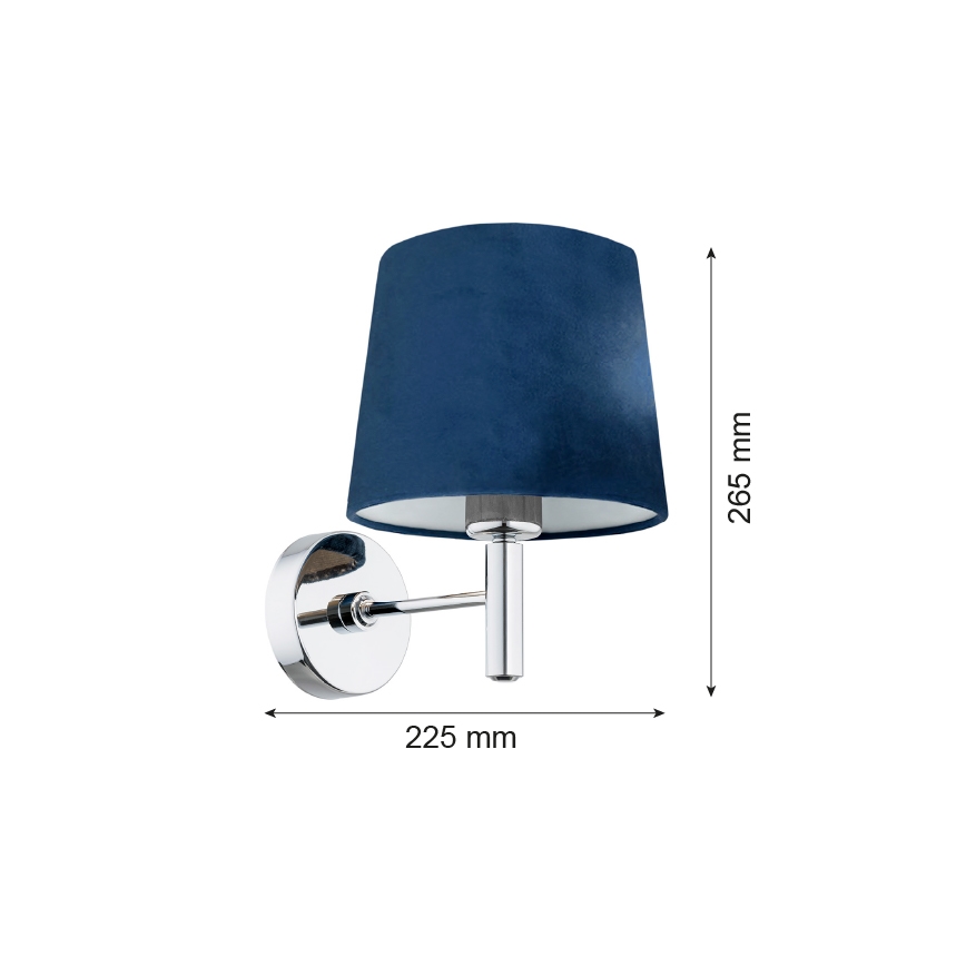 Argon 3908 - Wandlampe BOLZANO 1xE27/15W/230V blau/chrom glänzend