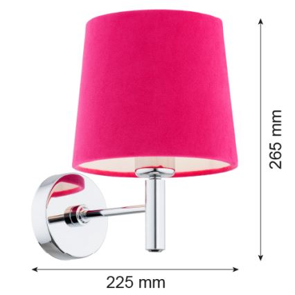 Argon 3909 - Wandlampe BOLZANO 1xE27/15W/230V rosa/chrom glänzend