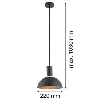 Argon 4222 - Hängeleuchte an Kabel SINES 1xE27/15W/230V Ø 28 cm schwarz