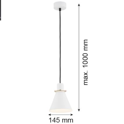 Argon 4680 - Kronleuchter an Schnur BEVERLY 1xE27/15W/230V weiß/gold