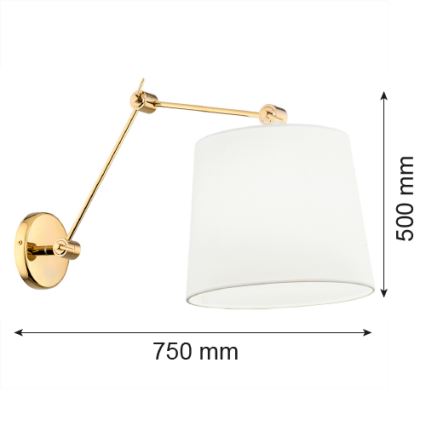 Argon 4897 - Wandlampe ZAKYNTOS PLUS 1xE27/15W/230V weiß/gold