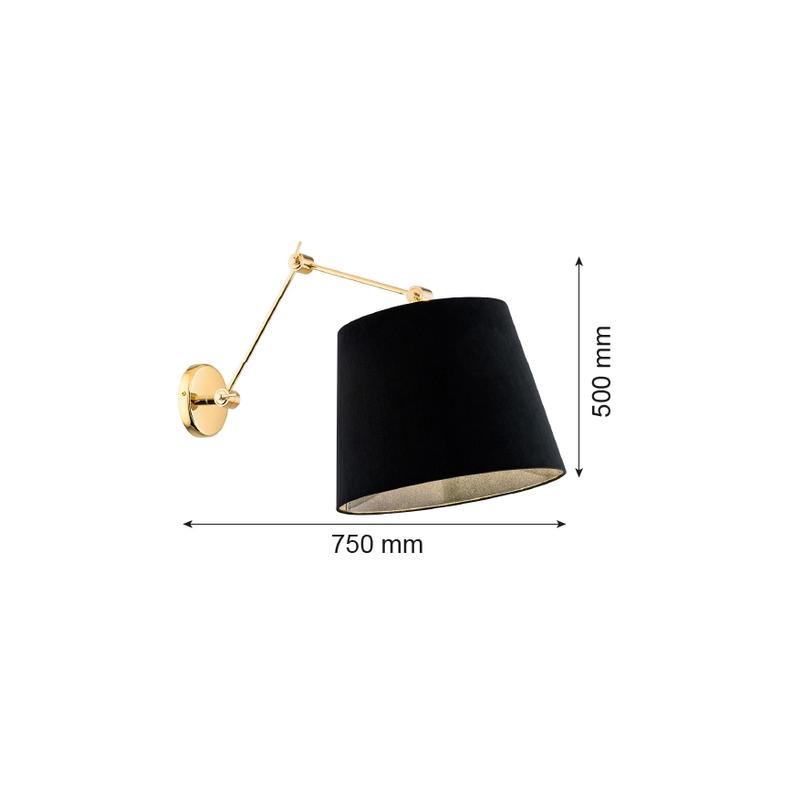Argon 4898 - Wandlampe ZAKYNTOS PLUS 1xE27/15W/230V schwarz/gold