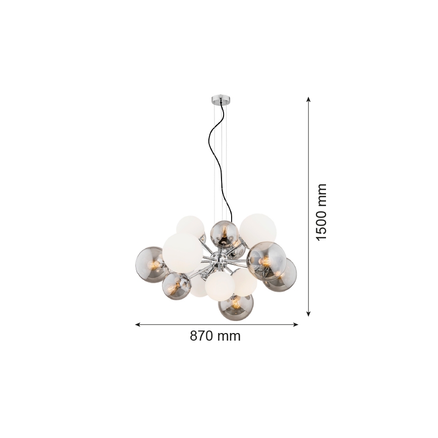 Argon 5020 - Hängeleuchte SATELITE 15xE27/15W/230V chrom glänzend/weiß