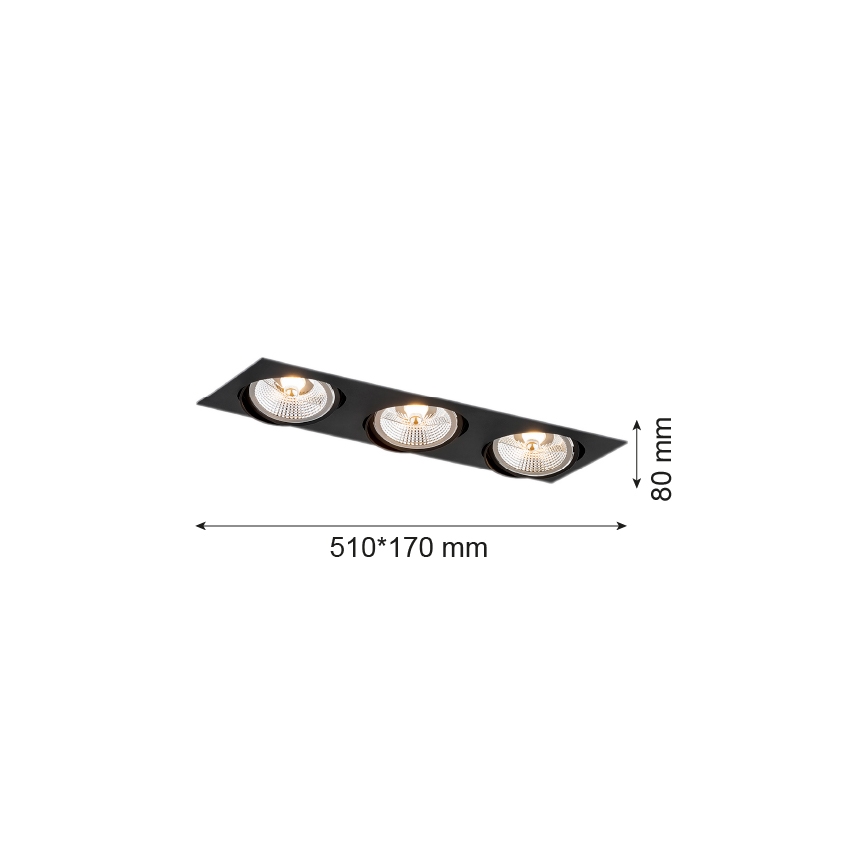 Argon 6116 - Einbaubeleuchtung OLIMP 3xGU10-AR111/12W/230V schwarz
